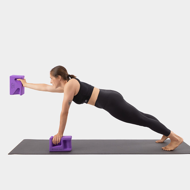Plank with Forward Block Reach
